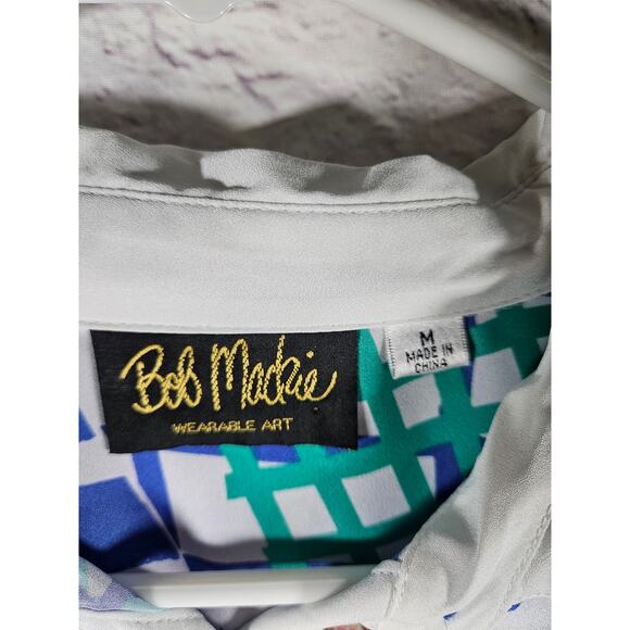 Bob Mackie Wearable Art Vintage 90's Green & Blue Grid Pattern Size Medium - Picture 4 of 8